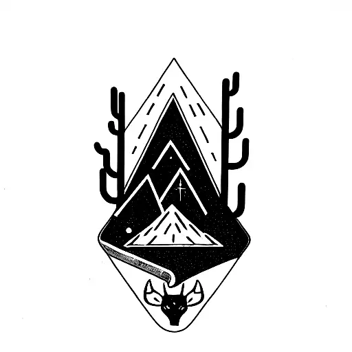 volcano mombacho, Elk, obsidian, goddess Freya, the fifth chakra, San Pedro cactus, three of earth growth tattoo design idea
