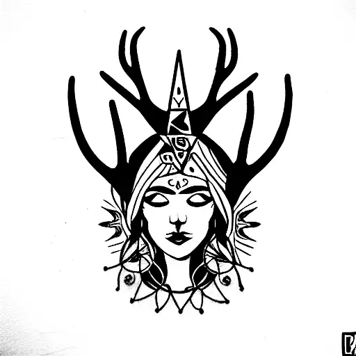 Goddess Freya, Elk tusk with Obsidian, Volcano Mombacho, Three Of Earth Growth, San Pedro Cactus, Fifth Chakra tattoo design idea