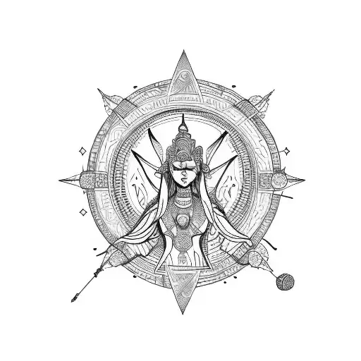 The goddess Freya, San Pedro cactus, volcano  mombacho, Elk, fifth chakra tattoo design idea