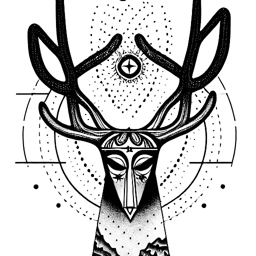 The goddess Freya, San Pedro cactus, volcano  mombacho, Elk, fifth chakra tattoo design idea
