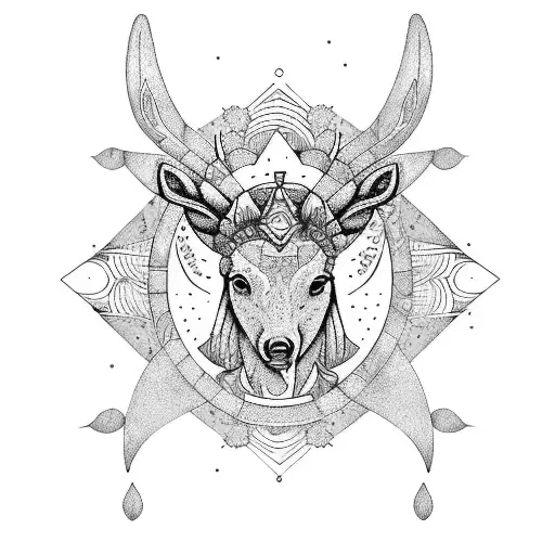The Goddess Freya, San Pedro Cactus, Volcano Mombacho, Elk, Fifth Chakra tattoo design idea