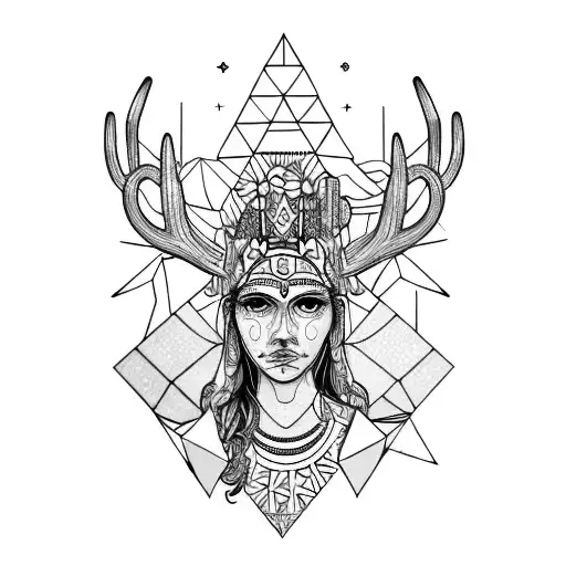 The goddess Freya, San Pedro cactus, volcano  mombacho, Elk, fifth chakra tattoo design idea