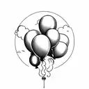 Use this style of balloon but only include 3 BLACK balloons and have big clouds in the back  tattoo design idea