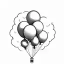 Use this style of balloon but only include 3 BLACK balloons and have big clouds in the back  tattoo design idea
