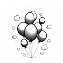 Clouds behind the balloons with a blank space going sideways for lyrics tattoo design idea