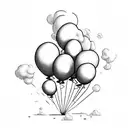 Clouds behind the balloons with a blank space going sideways for lyrics tattoo design idea