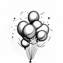 Clouds behind the balloons with a blank space going sideways for lyrics tattoo design idea