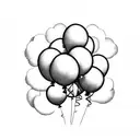 Clouds behind the balloons with a blank space going sideways for lyrics tattoo design idea