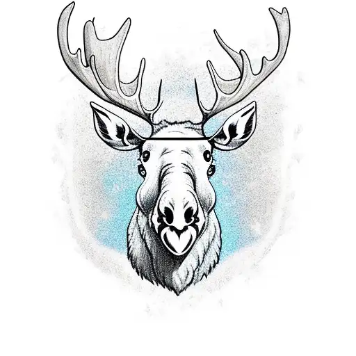 animated moose wearing Oakley sunglasses and drinking a can of Okanogan apple cider  tattoo design idea
