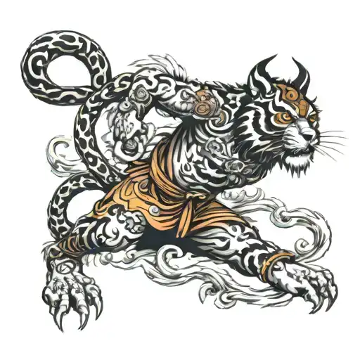 monkey king with tiger tattoo design idea