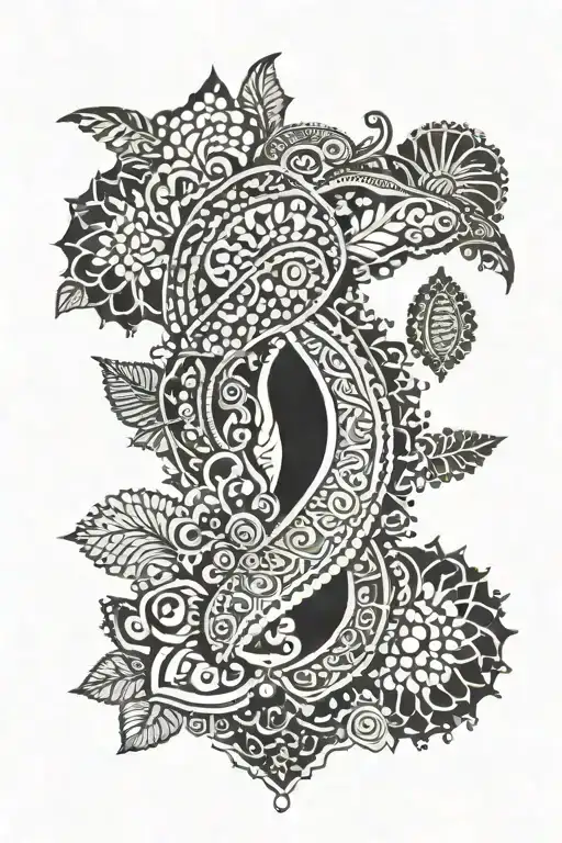 mehndi full leg sleeve tattoo design idea