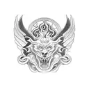 A blackwork tattoo featuring Hades and Cerberus in the underworld, representing the concept of duality and the afterlife tattoo design idea