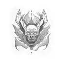 A blackwork tattoo featuring Hades and Cerberus in the underworld, representing the concept of duality and the afterlife tattoo design idea