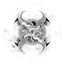 yin yang with a dragon and phoenix wrapped around it tattoo design idea