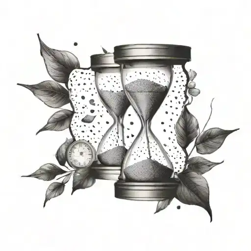 Create a minimalist hourglass design with falling petals to represent the fleeting nature of time and pace of life tattoo design idea