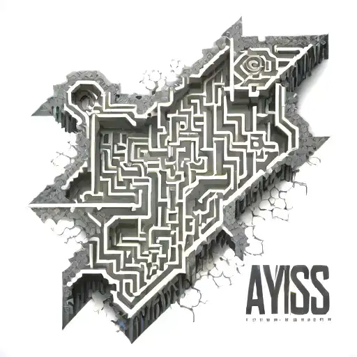 A maze of intricate geometric patterns leading into a mysterious abyss tattoo design idea