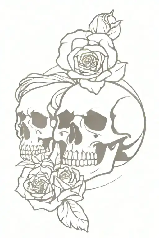 skull and rose forearm with son and daughter representation  tattoo design idea
