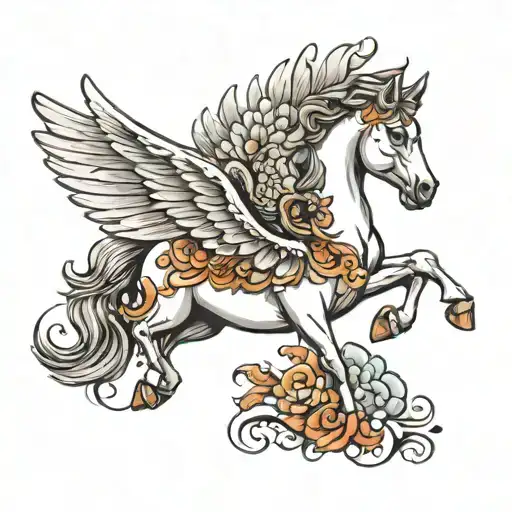 pegasus horse with wings tattoo design idea