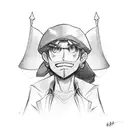 A sketch of Rufy, Sabo, and Ace wearing their signature hats tattoo design idea