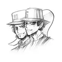 A sketch of Rufy, Sabo, and Ace wearing their signature hats tattoo design idea