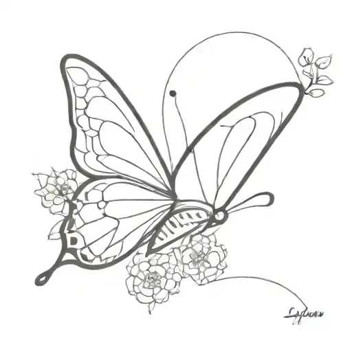 butterfly on the stomach which is divided in two on each side of the navel and the butterfly is created thanks to the flowers tattoo design idea