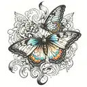 smoke effect butterfly tattoo design idea
