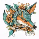 kingfisher dolphin fox surrounded tattoo design idea