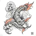 Mt. fishtail and rolling joint surrounded by smoke clouds tattoo design idea