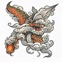 Mt. fishtail and rolling joint surrounded by smoke clouds tattoo design idea