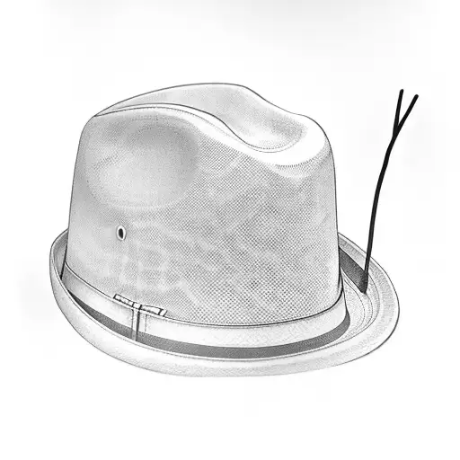 fedora hat with a walking stick and a salt shaker tattoo design idea