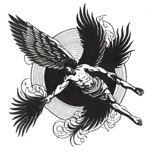 icarus falling from the sky tattoo design idea
