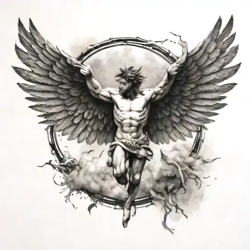 Icarus falling tattoo design idea