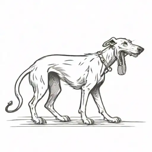 grinning angry russian greyhound Dog, profile, vector tattoo design idea