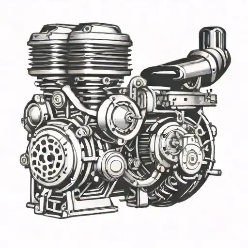 Create a tattoo of a car engine morphing into a gym environment with workout equipment tattoo design idea