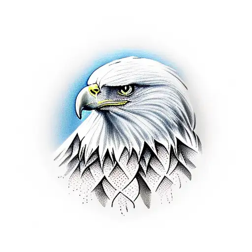 Eagle with feather  tattoo design idea
