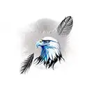 Eagle with feather  tattoo design idea