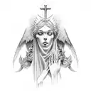 religious, angels, sleeve tattoo design idea