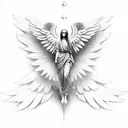 religious, angels, sleeve tattoo design idea