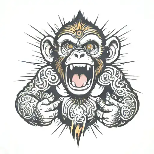  An angry monkey holding a firecracker tattoo design idea