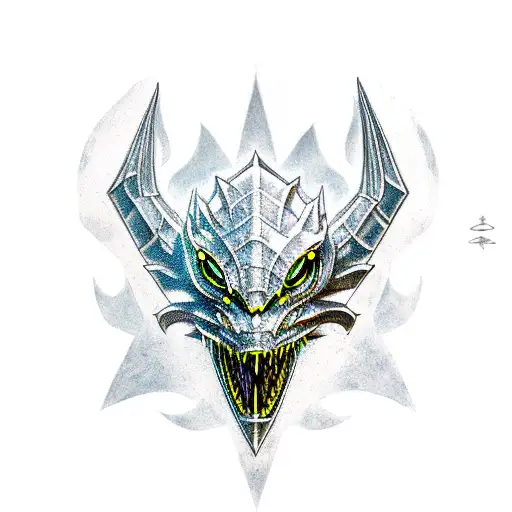 Skyrim Dragon colored small tattoo design idea