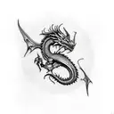 Skyrim Dragon colored small tattoo design idea