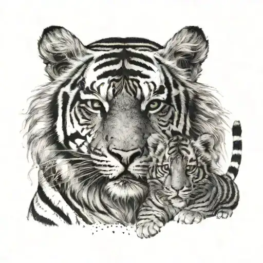 tiger and 2 cubs tattoo design idea