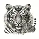 tiger and 2 cubs tattoo design idea