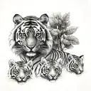 tiger and 2 cubs tattoo design idea