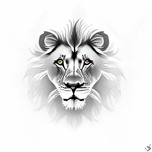 Elderly lion with a cyclamen beside it tattoo design idea