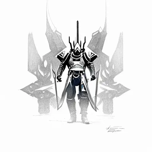 destiny 2 oryx the taken king standing with sword in front of him tattoo design idea