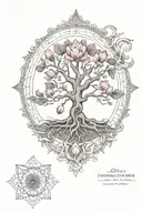 Mandala Art Tree of Life with Lotus and Kundalini chakra tattoo design idea