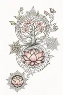 Mandala Art Tree of Life with Lotus and Kundalini chakra tattoo design idea