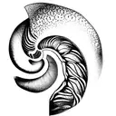 nautilus shell with camellia flowers around it tattoo design idea
