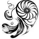 nautilus shell with camellia flowers around it tattoo design idea
